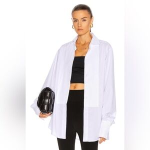 Aya Muse x Dani Michelle Classic White Button-Down Long Sleeve Shirt. Size Lg